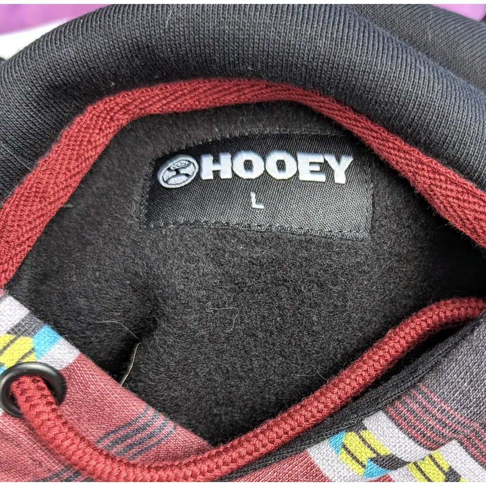 Hooey Hoodie Large Black Aztec Western Ranch Cowboy Pullover Southwestern - Picture 7 of 15
